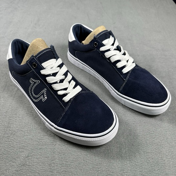 True Religion Nuno Sneakers Men's 9.5 Navy Suede Canvas Low Top - Picture 2 of 7